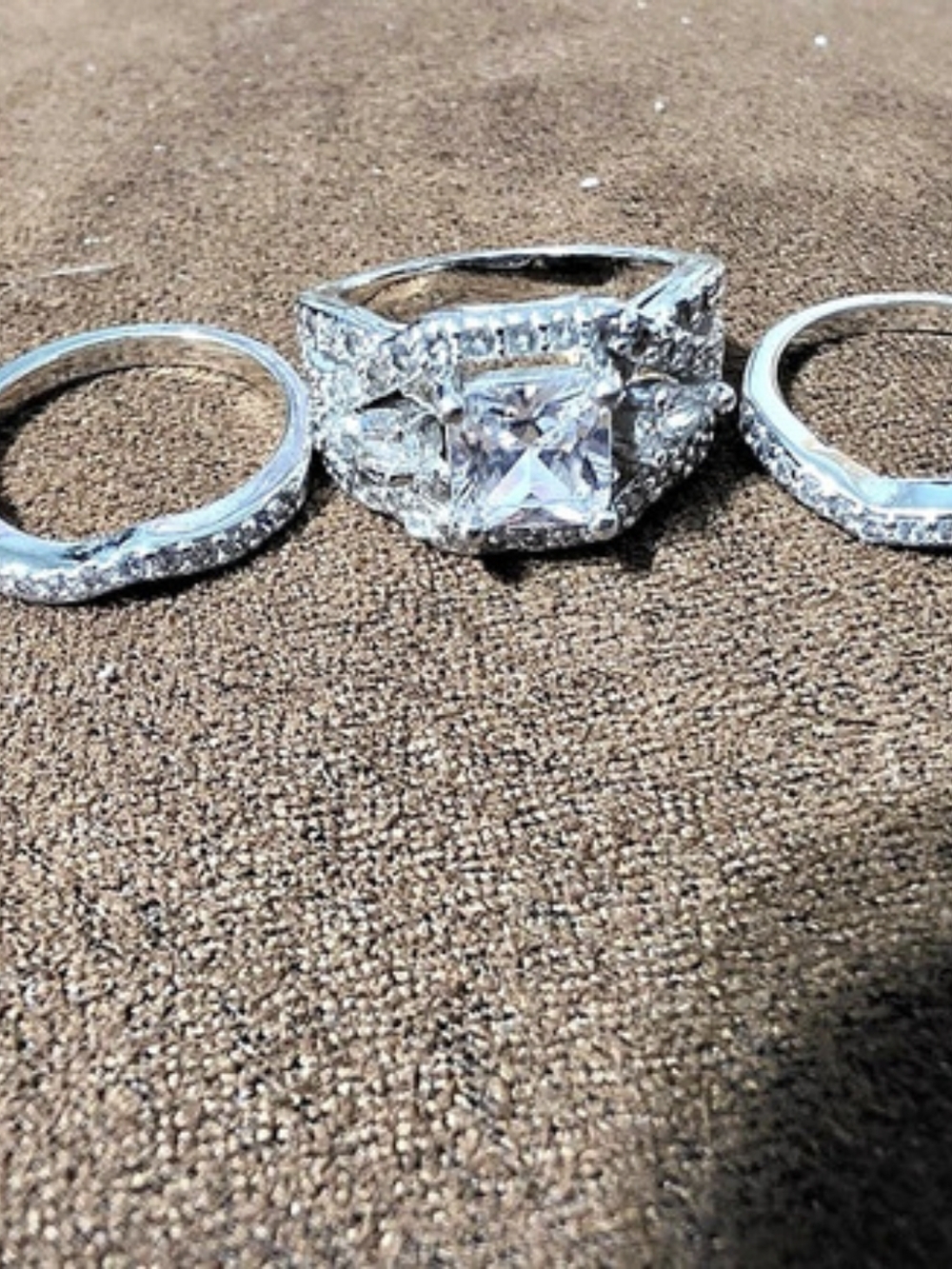 Silver-Tone Three-Piece Ring Set Like New